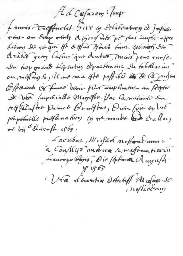 signature nostradamus handwriting